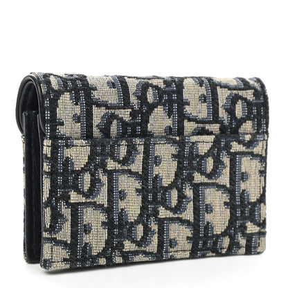 Christian Dior Oblique Saddle Card Holder Blue 3 of 7