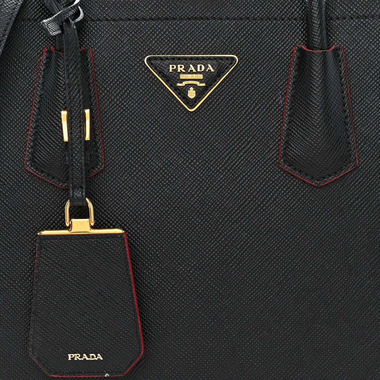 Saffiano Cuir Small Double Bag Black Fuoco