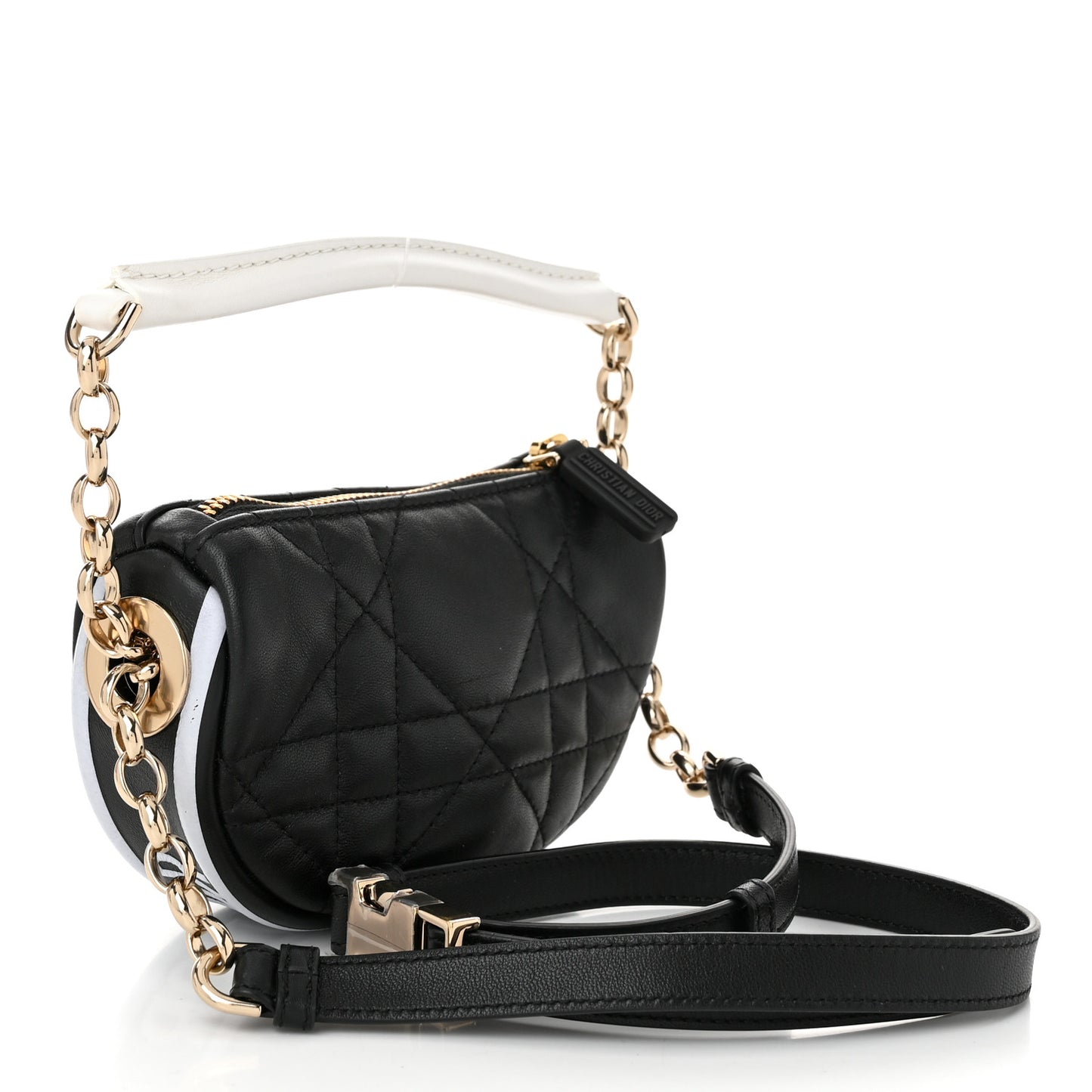 Lambskin Cannage Micro Dior Vibe Hobo Bag Black