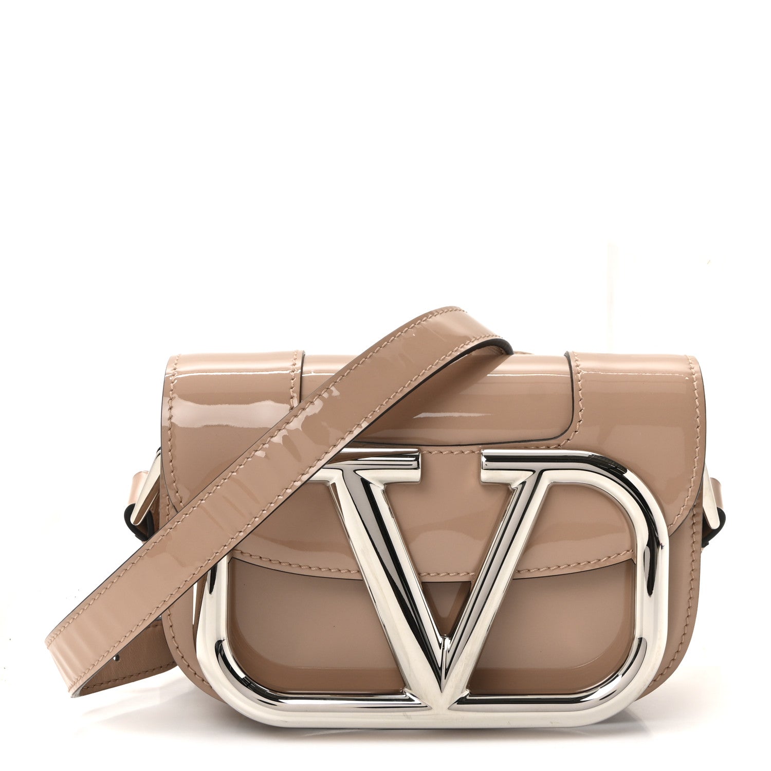 Valentino Garavani Patent Small Supervee Crossbody Bag Rose Cannelle 1 of 9