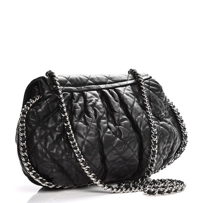 Chanel Washed Lambskin Quilted Large Chain Around Messenger Black 3 of 10