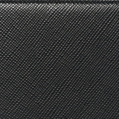 Prada Saffiano Metal Large Zip Around Travel Wallet Black 7 of 9