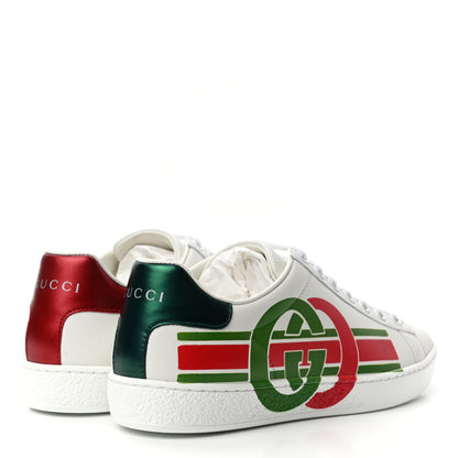 Gucci Calfskin Interlocking G Womens New Ace Sneakers 35 White Red Flame Green 4 of 9