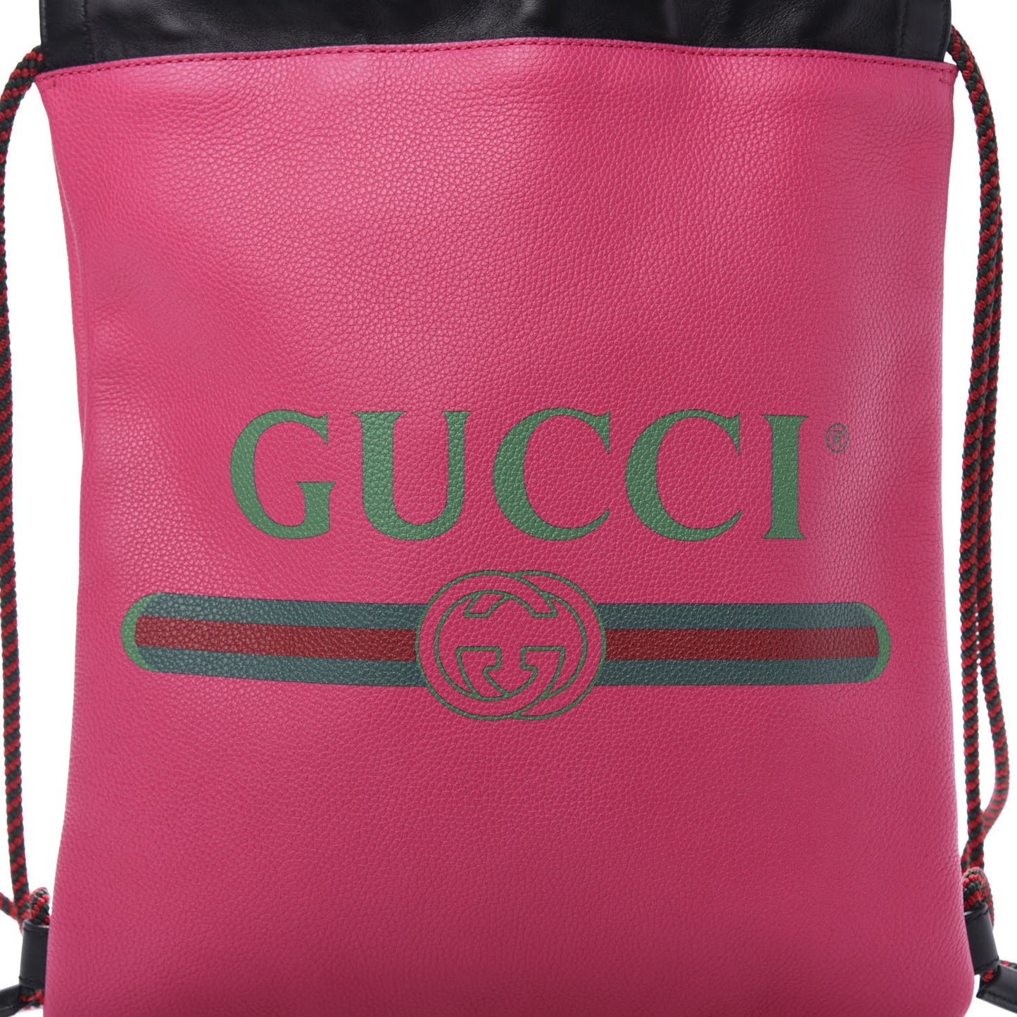 Grained Calfskin Logo Drawstring Backpack Box Pink Green Black