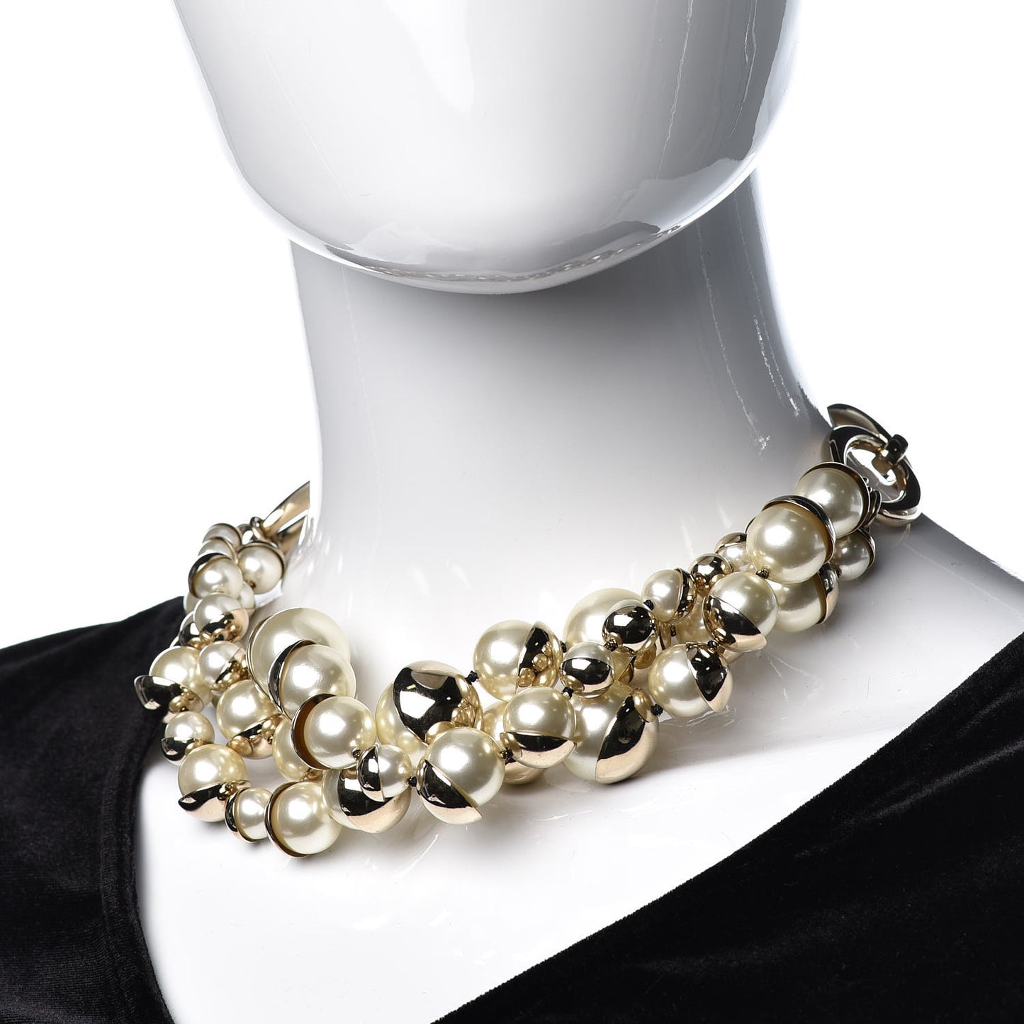 Pearl Mise en Dior Multi Strand Necklace Gold
