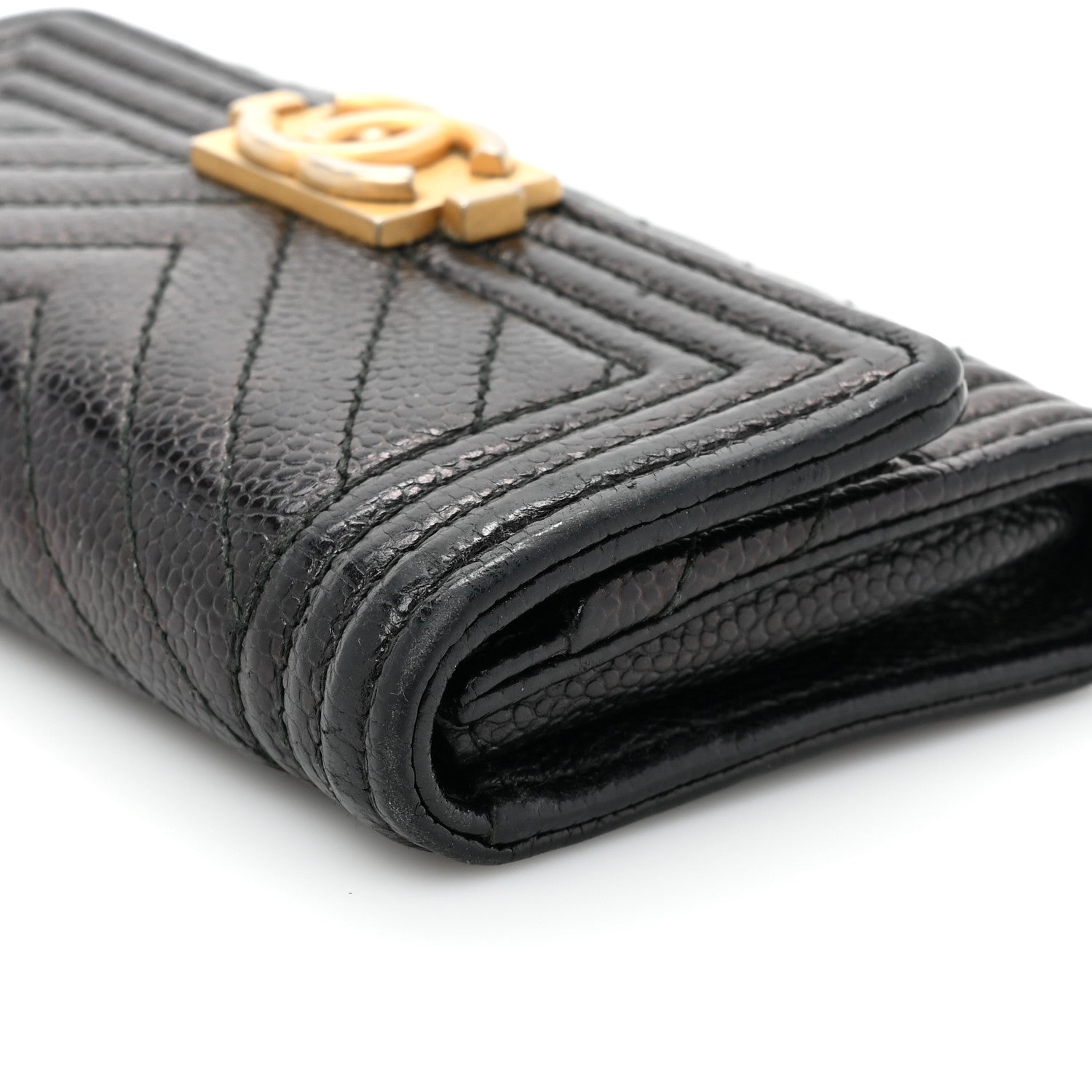 Chanel Caviar Chevron Quilted Boy Flap Card Holder Black 14 of 15