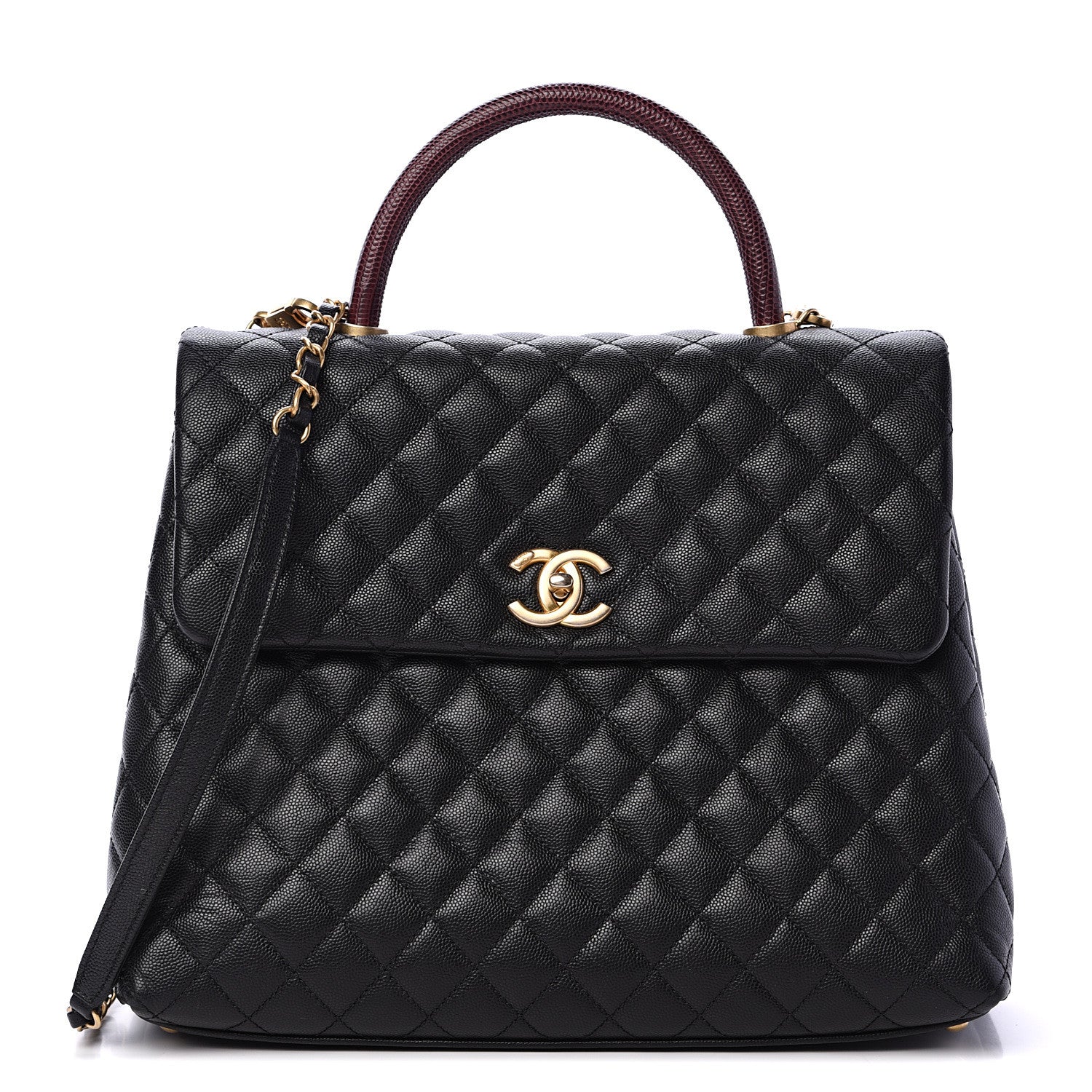 Chanel Caviar Lizard Quilted Large Coco Handle Flap Black 1 of 10