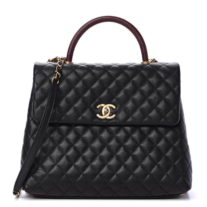 Chanel Caviar Lizard Quilted Large Coco Handle Flap Black 1 of 10