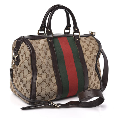 Gucci Monogram Vintage Web Medium Boston Dark Brown 3 of 11