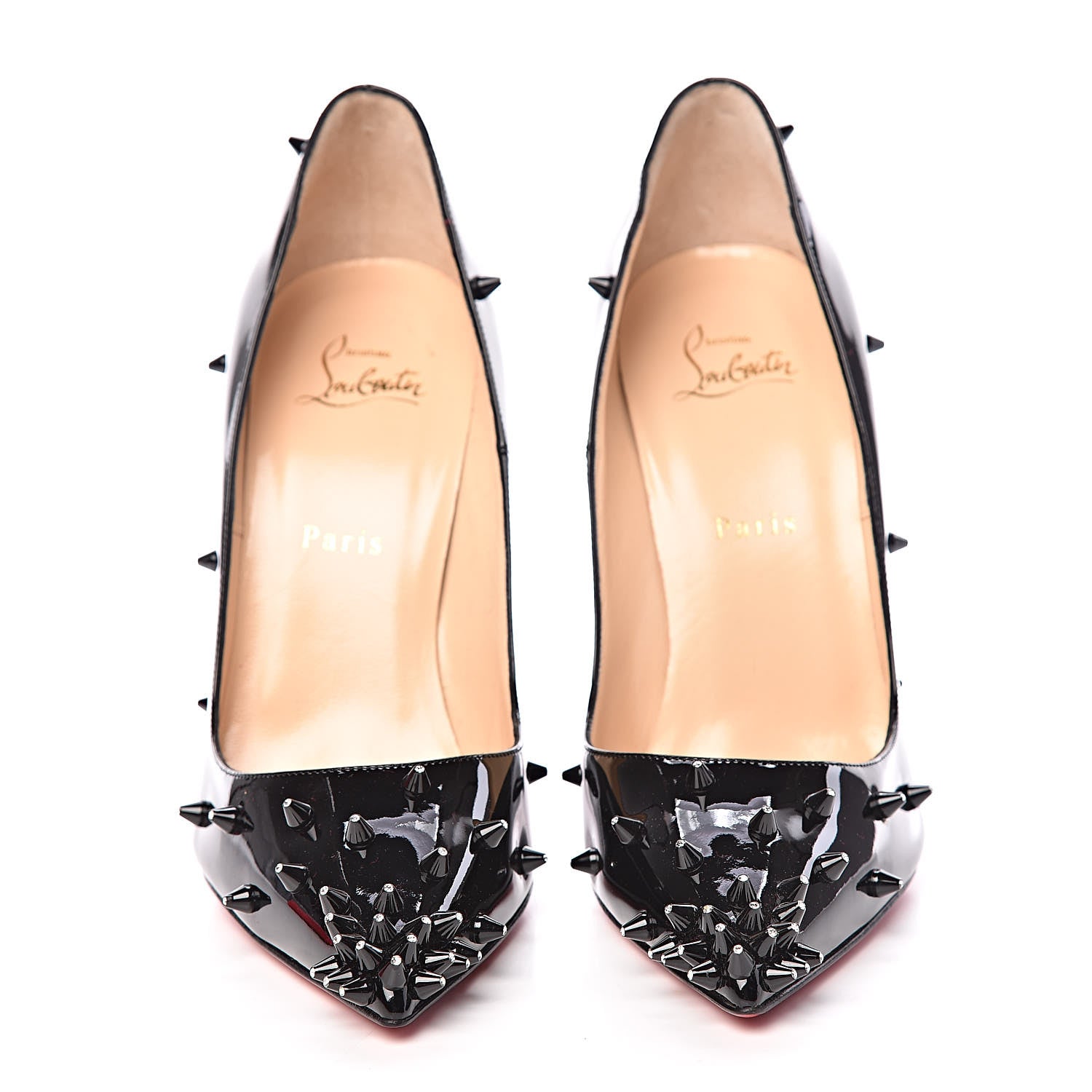 Christian Louboutin Patent Diamond Spikes 120 Pumps 40 Black Crystal 2 of 7