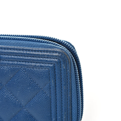 Chanel Caviar Quilted Boy Small Zip Around Wallet Blue 11 of 16