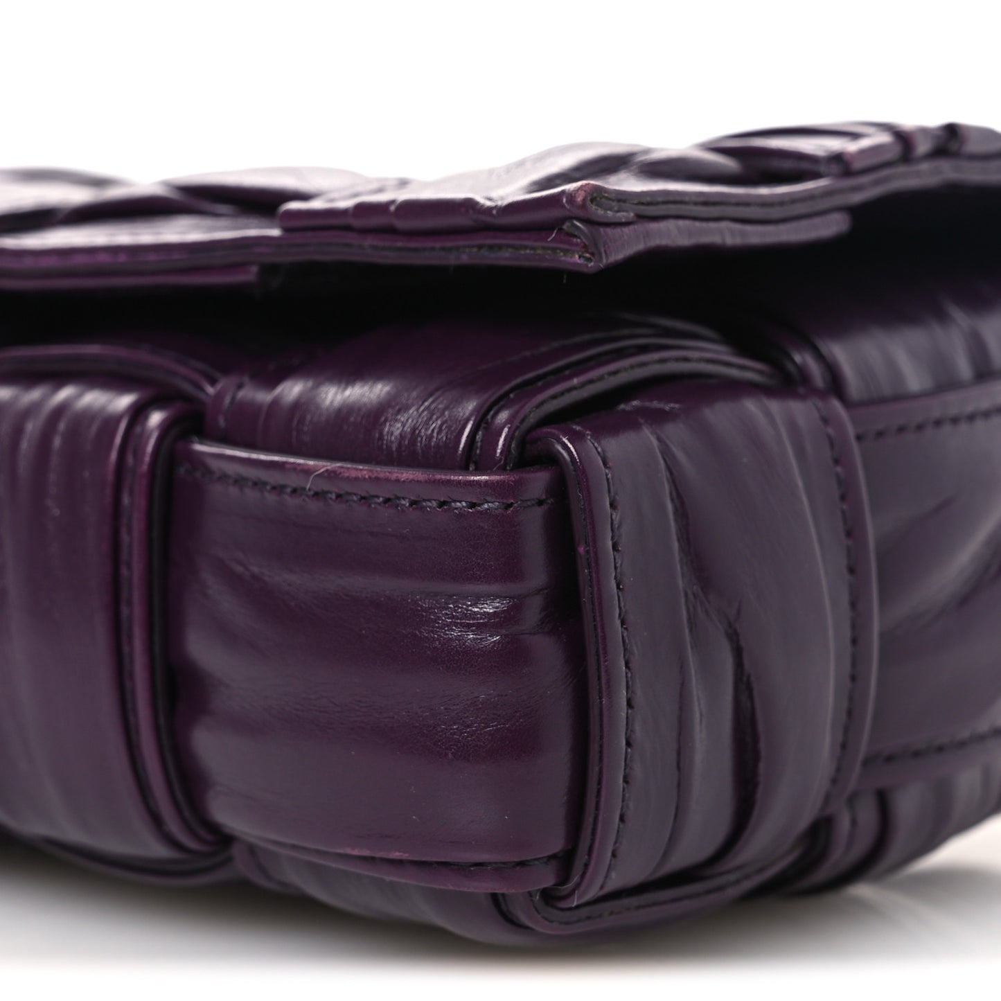 Calfskin Intreccio Plisse Cassette Crossbody Bag Dark Mystic