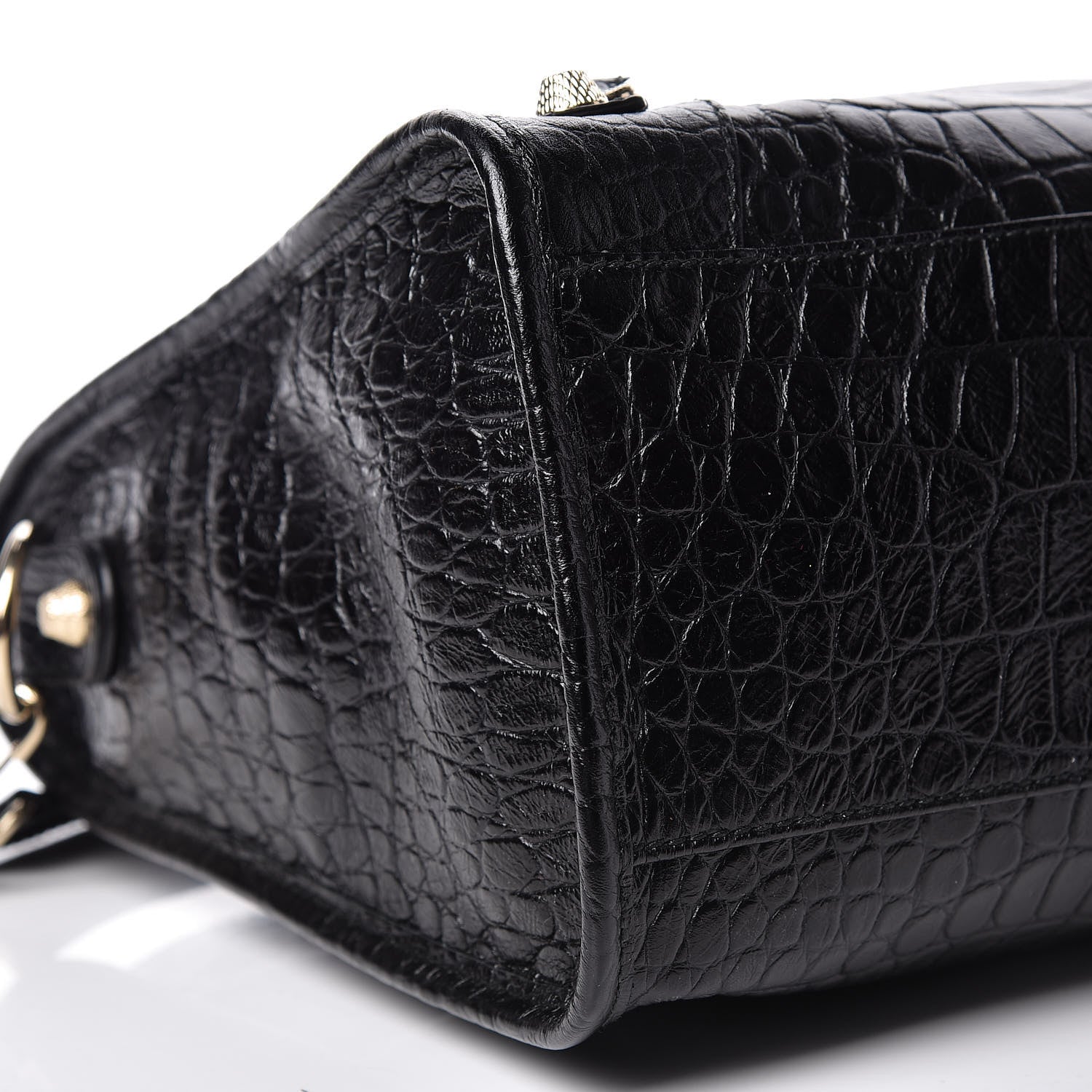 Balenciaga Calfskin Crocodile Embossed Giant 12 Gold Hardware City Black 8 of 9