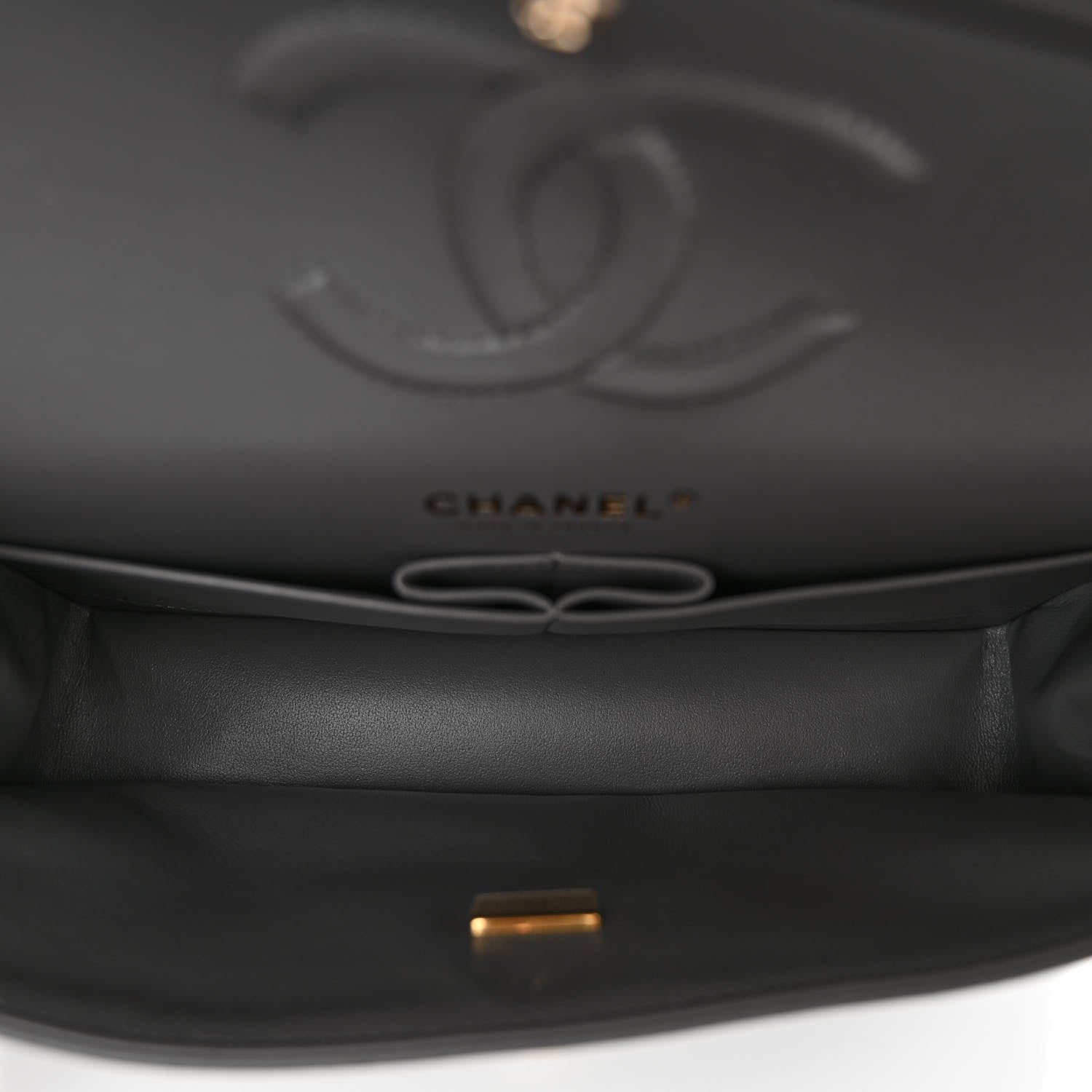 Chanel Lambskin Quilted Medium Double Flap Dark Grey 4 of 10