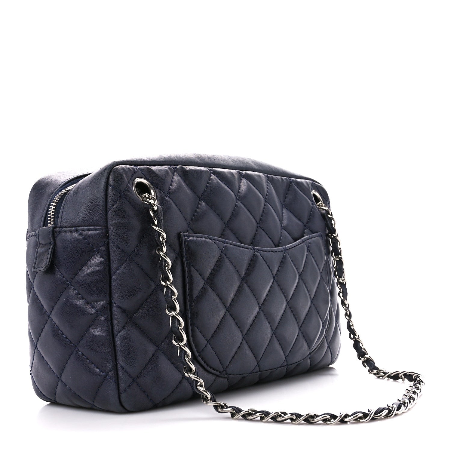 Chanel Lambskin Quilted Medium Camera Case Navy Blue 3 of 12