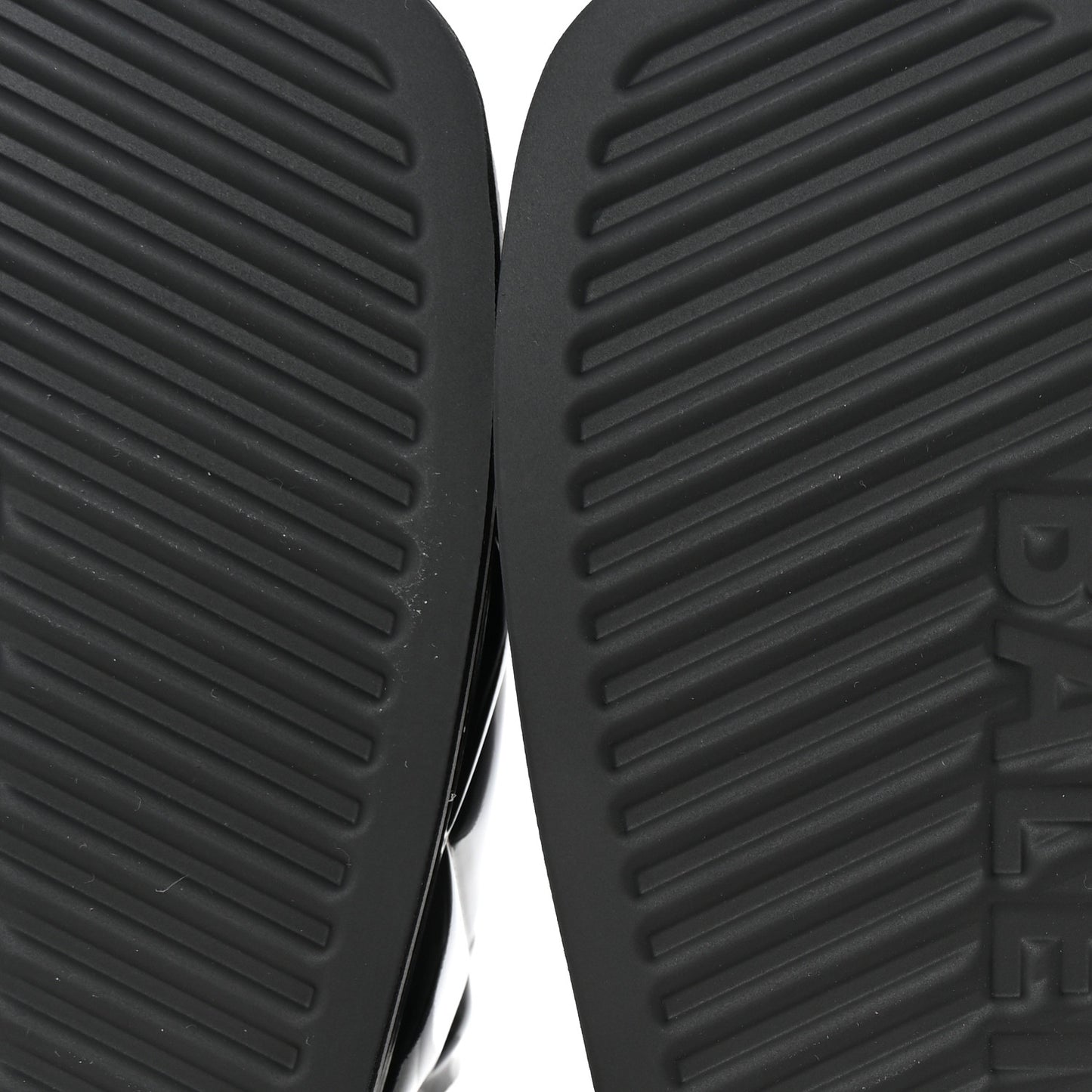 Patent Rubber Logo Womens Pool Slide Sandals 38 Black White