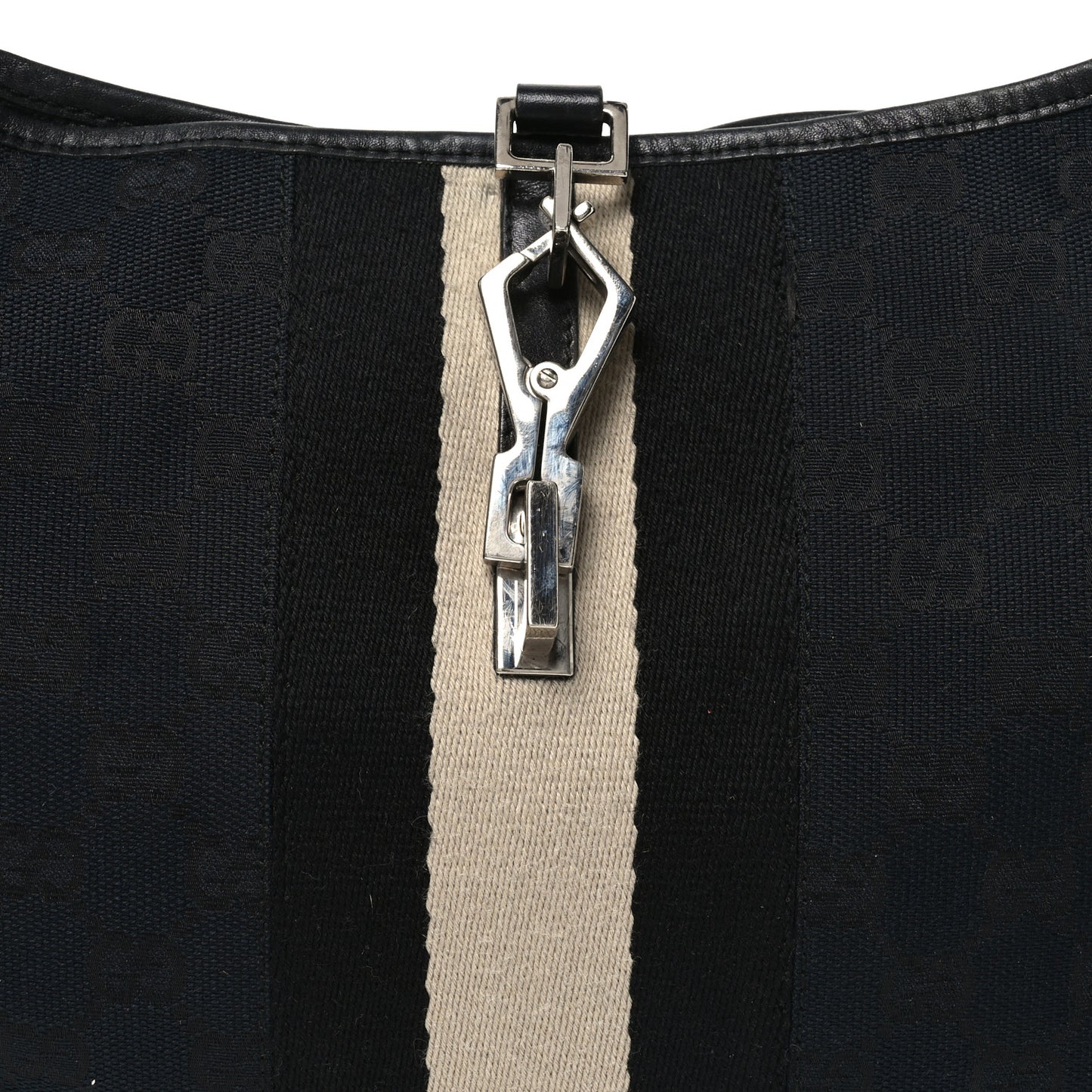 Monogram Lobster Clasp Jackie O Hobo Black