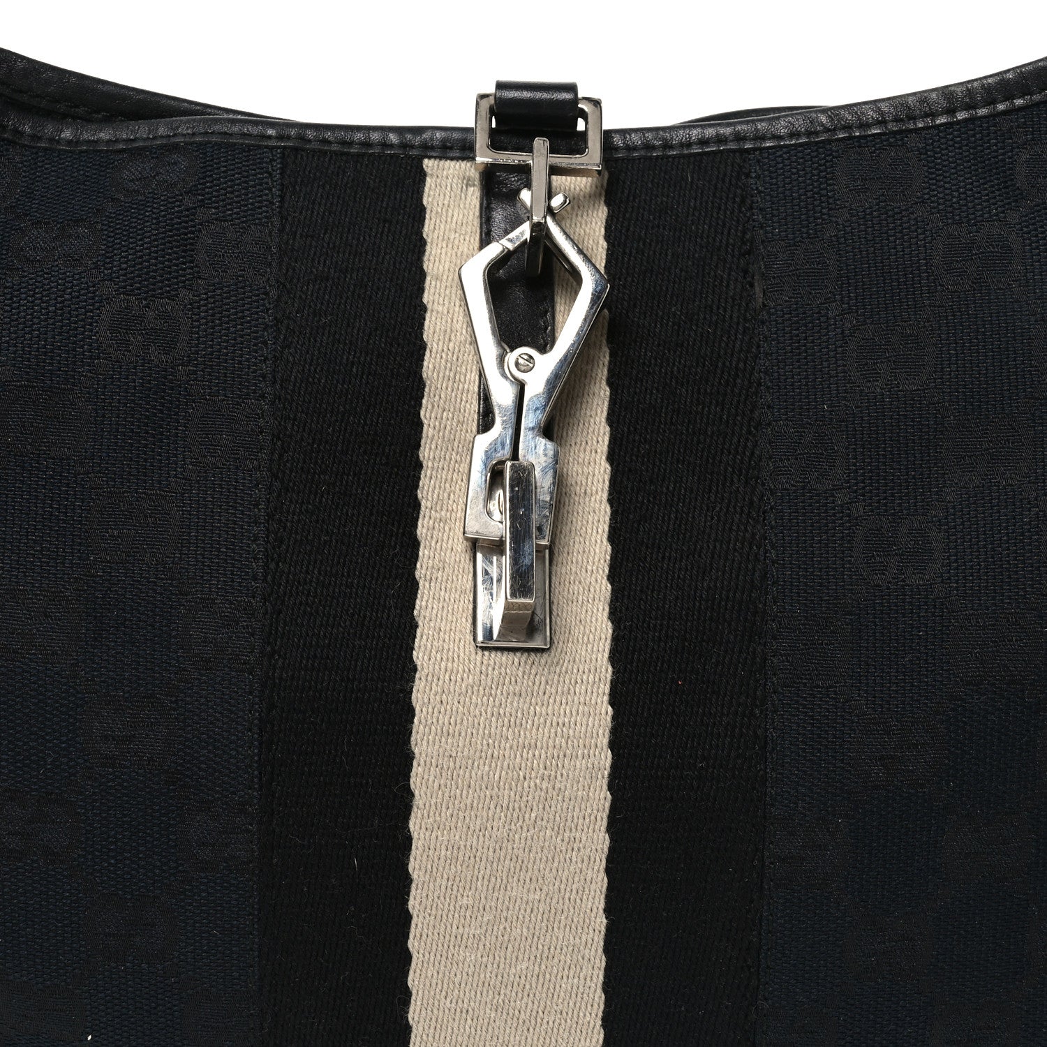Gucci Monogram Lobster Clasp Jackie O Hobo Black 8 of 10