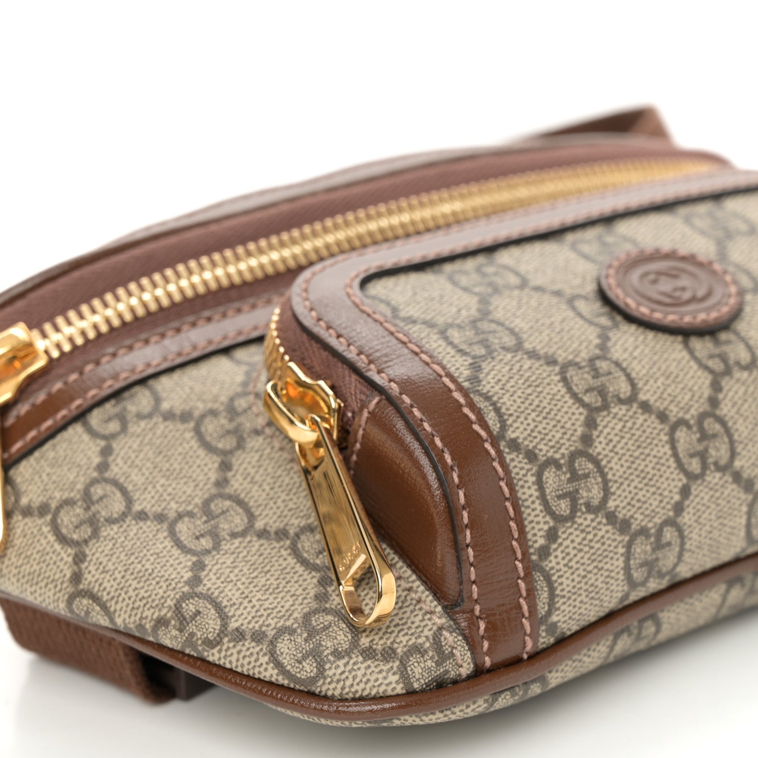 Gucci GG Supreme Monogram Textured Calfskin Retro Interlocking G Belt Bag Beige Ebony Brown Sugar 8 of 9