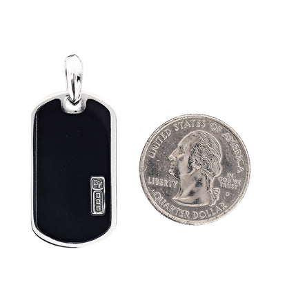 David Yurman Sterling Silver Black Onyx Exotic Stone Dog Tag Pendant 2 of 3