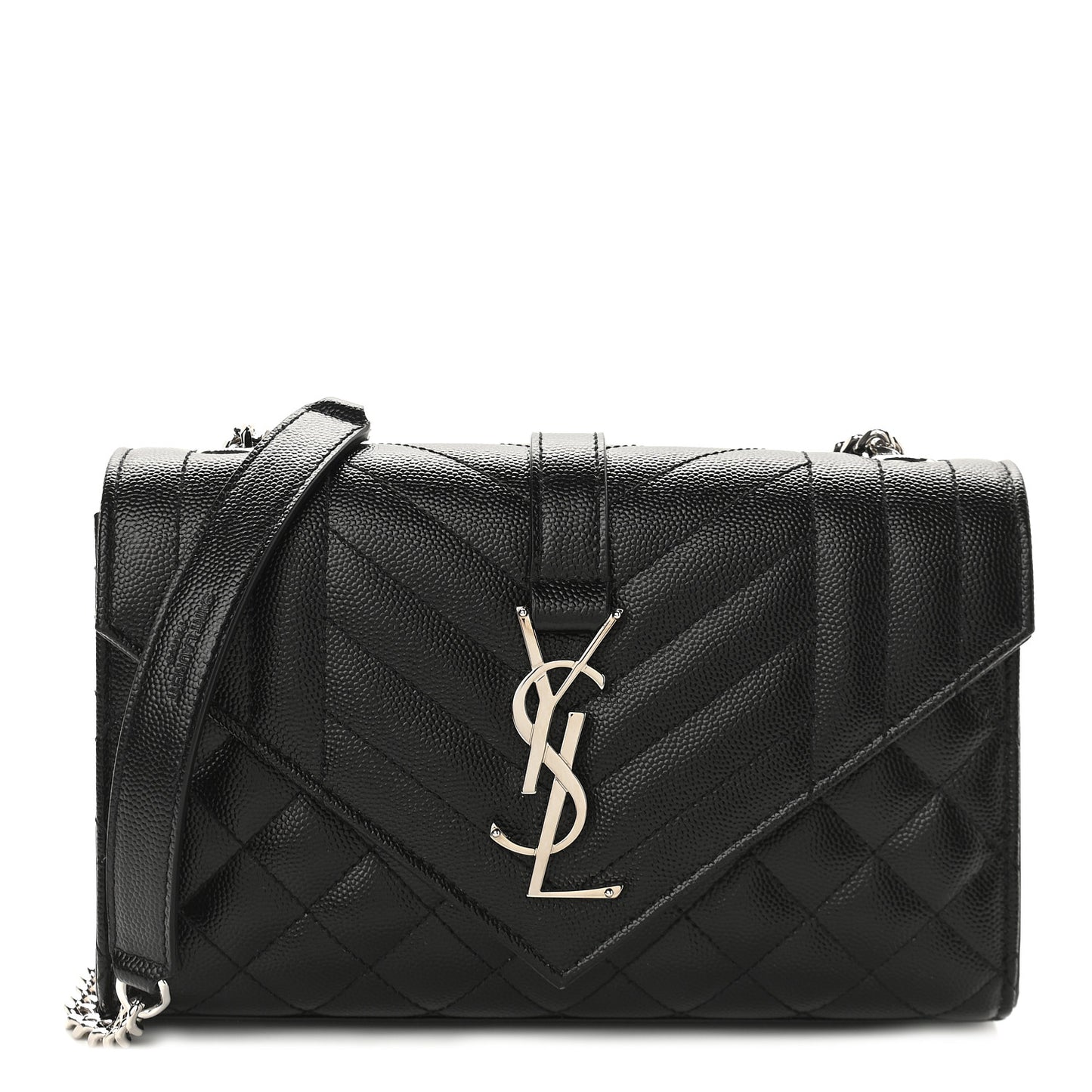 Grain De Poudre Textured Mixed Matelasse Triquilt Small Monogram Satchel Black