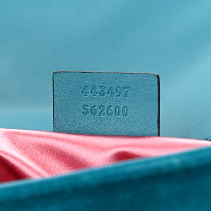 Gucci Velvet Matelasse Small GG Marmont Shoulder Bag Pavone Cyan 7 of 13