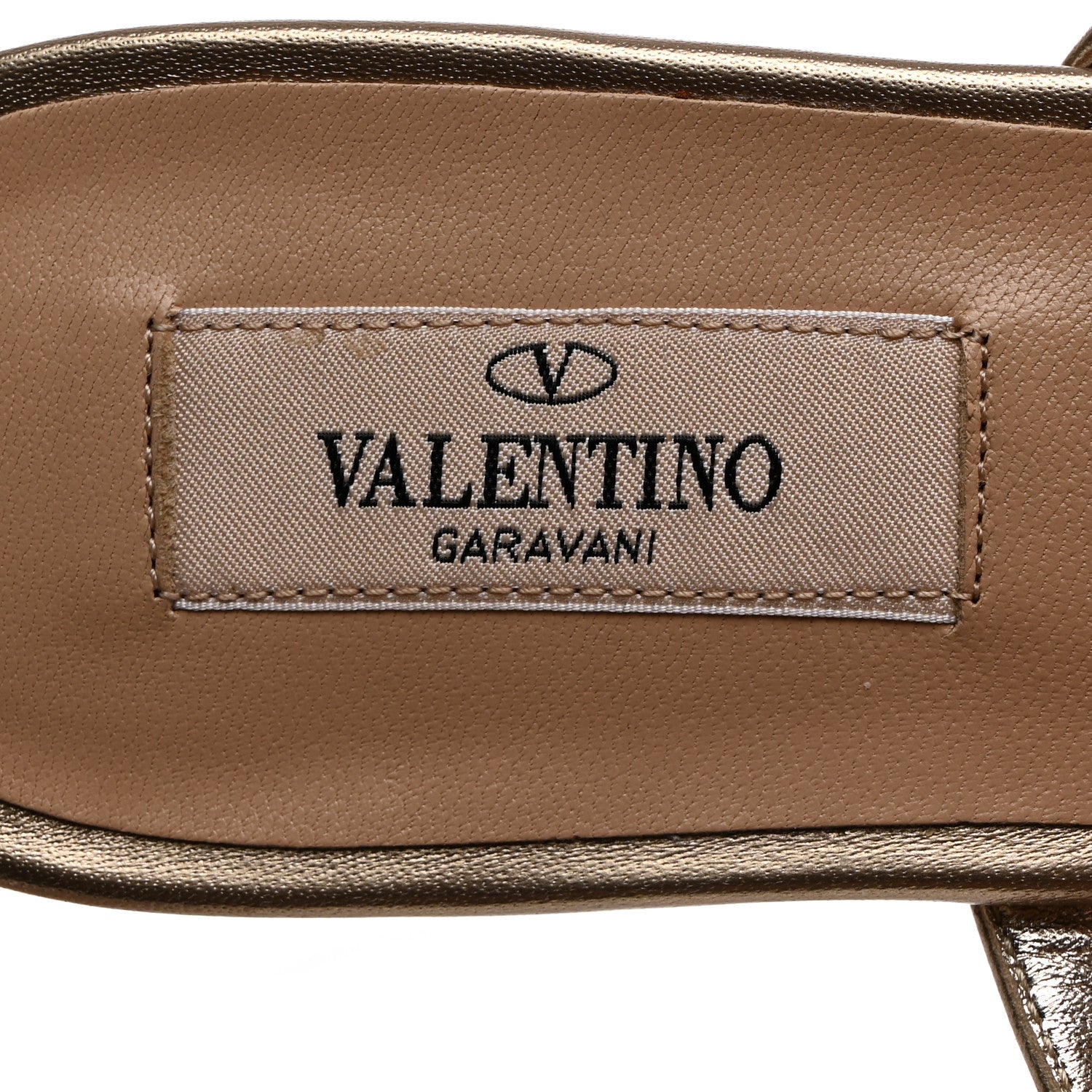 Valentino Garavani Metallic Nappa Rockstud Caged Flat Slide Sandals 37.5 Skin 6 of 8