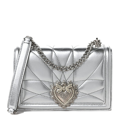 Dolce & Gabbana Metallic Calfskin Medium Devotion Crossbody Bag Silver 1 of 8