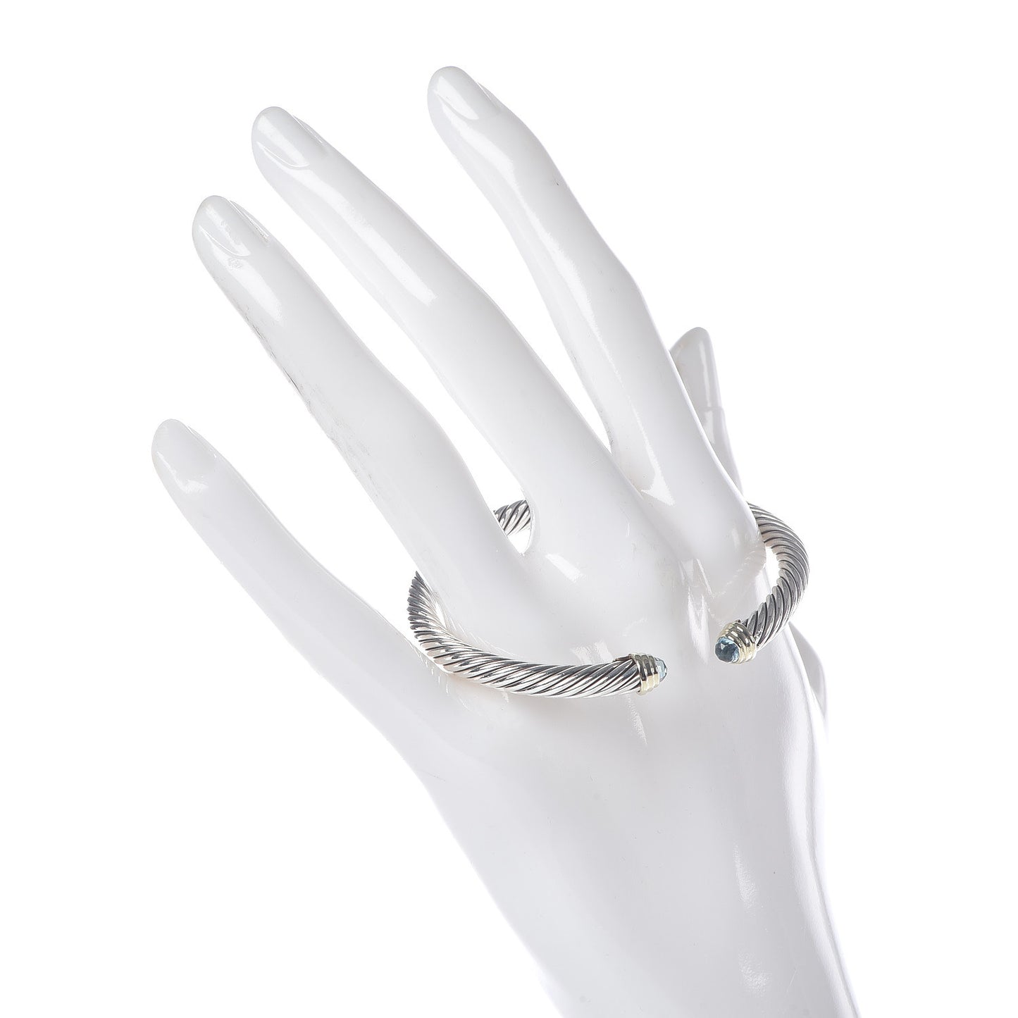 Sterling Silver 14K Yellow Gold Blue Topaz 5mm Cable Classics Petite Color Bracelet