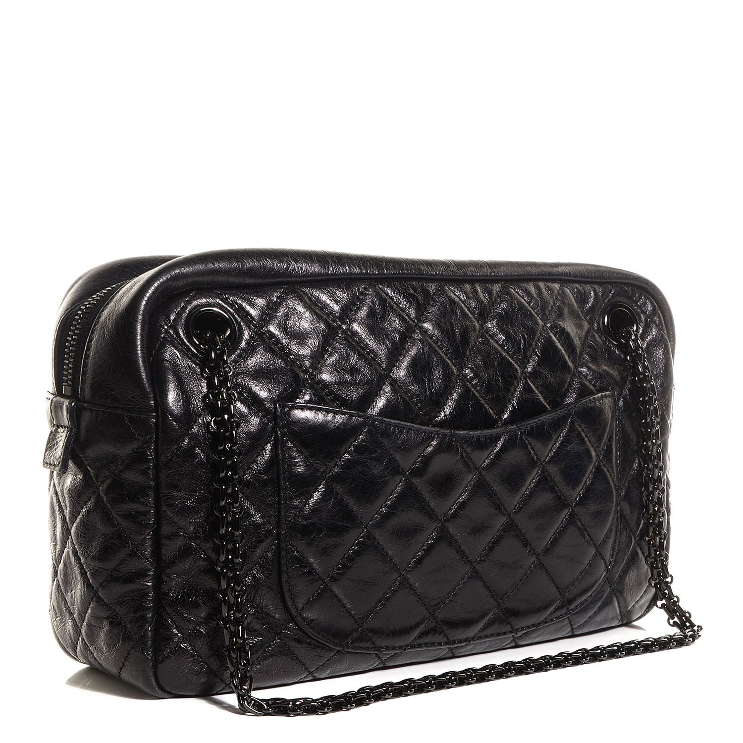 Chanel Metallic Aged Calfskin Quilted Medium Reissue Camera Case Black 3 of 7
