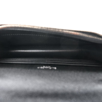 Saint Laurent Grain De Poudre Matelasse Chevron Monogram Envelope Chain Wallet Black 5 of 11