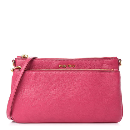 Miu Miu Goatskin Madras Double Zip Crossbody Bag Peonia 1 of 10