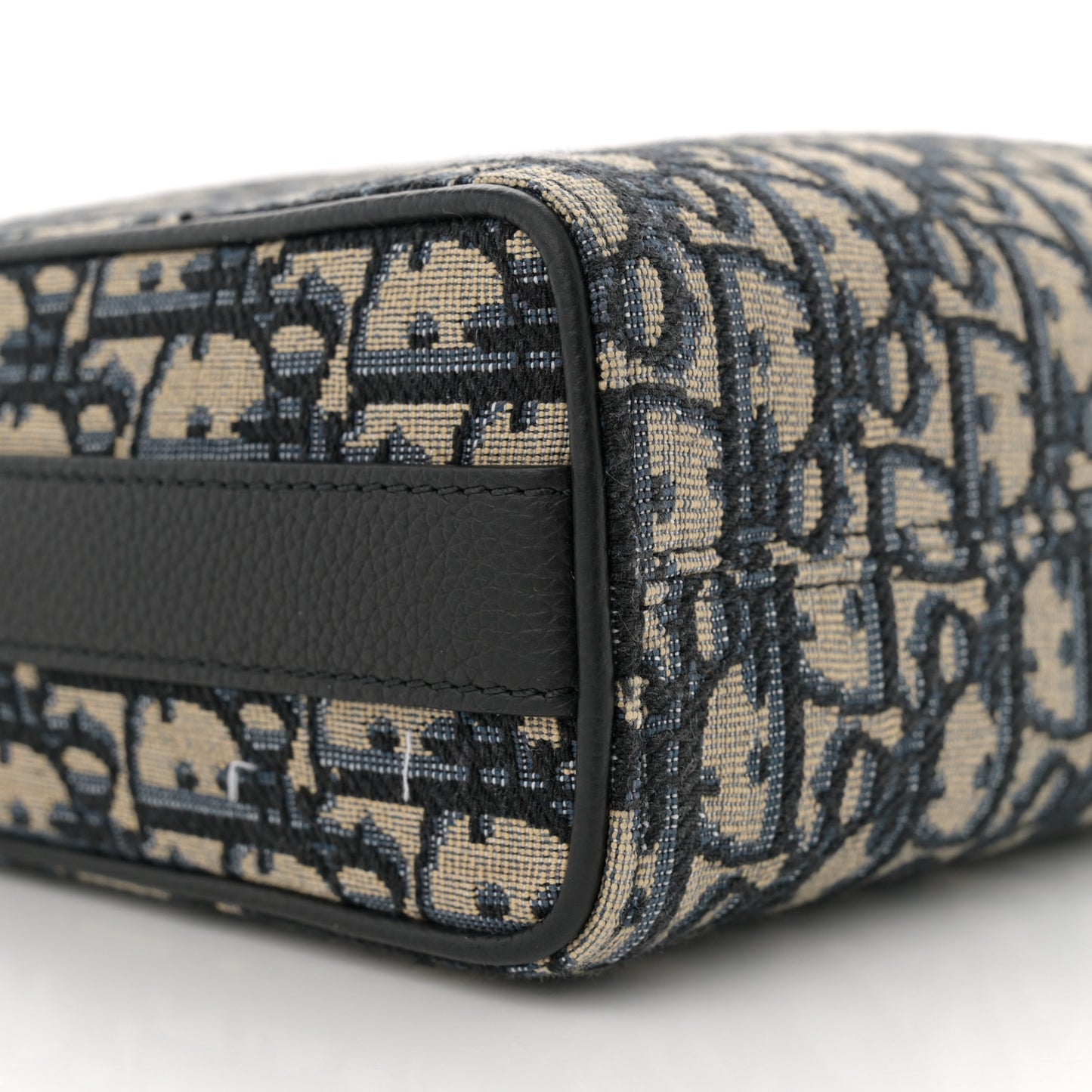 Oblique Jacquard Grained Calfskin Lingot Pouch Beige Black