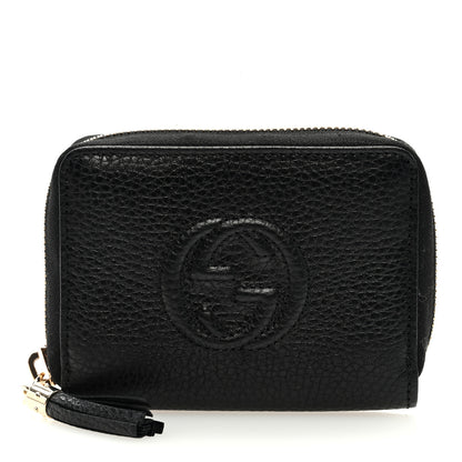 Gucci Pebbled Calfskin Soho Compact Disco Zip Around Wallet Black 1 of 6