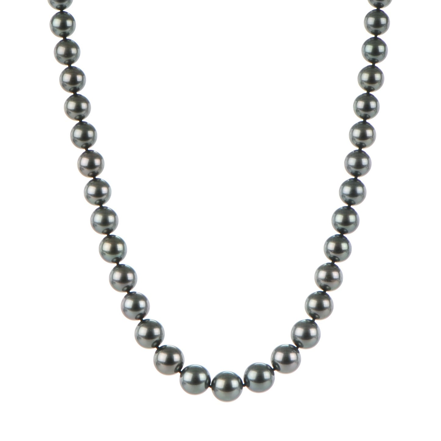 18K White Gold Black South Sea Cultured Pearl 10mm Strand Necklace 17