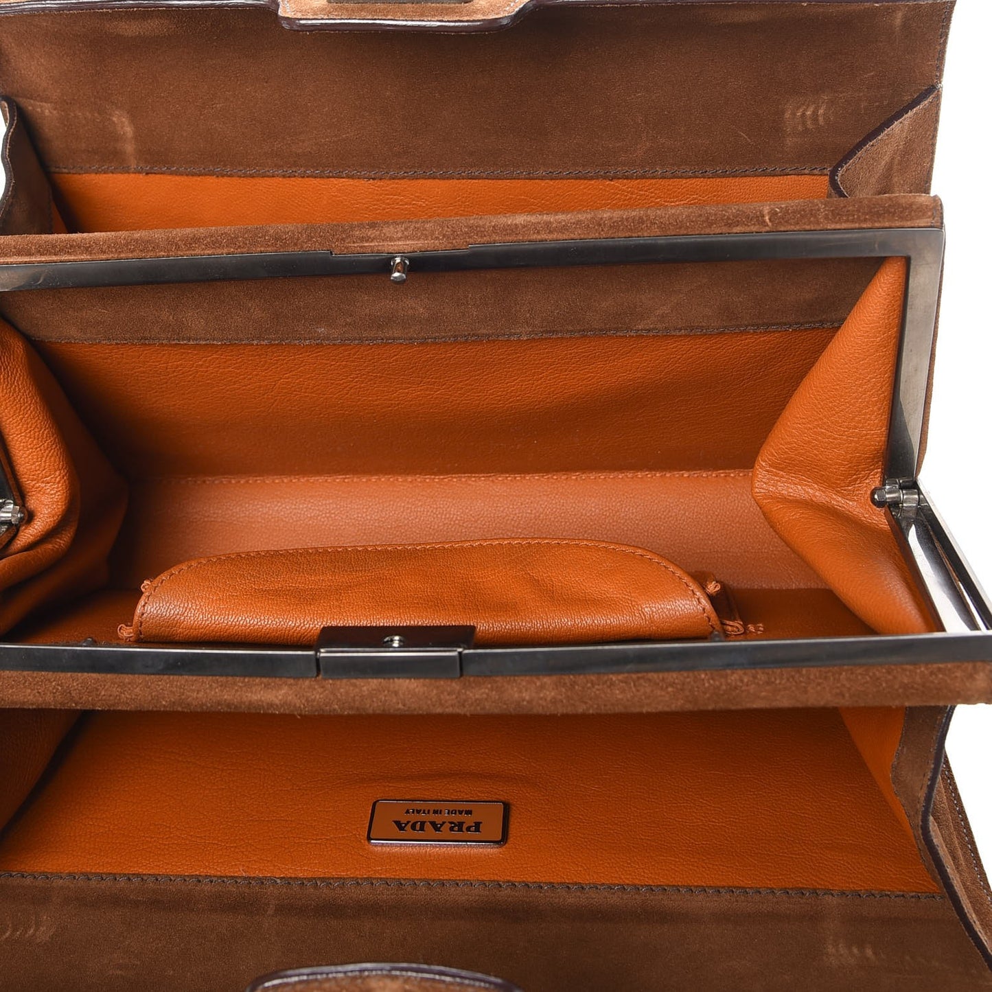 Suede Grommet Frame Satchel Tabacco
