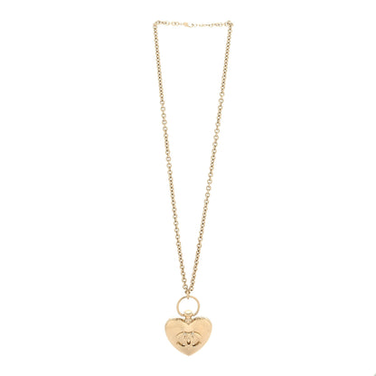 Chanel Metal CC Heart Locket Necklace Gold 3 of 6