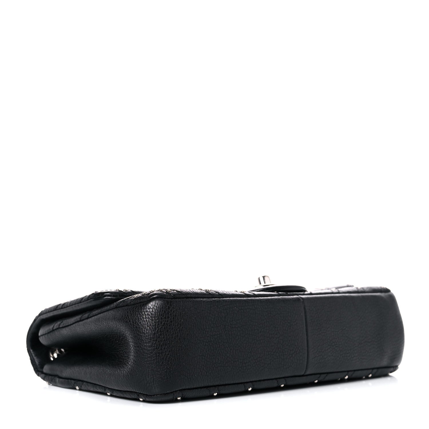 Chanel Calfskin Studded Chevron Quilted Small Wars Flap Black 4 of 11