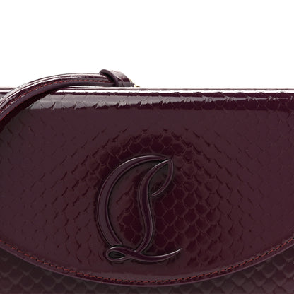 Christian Louboutin Patent Birdy Snakeskin Embossed Loubi54 Crossbody Clutch Merlot 7 of 9