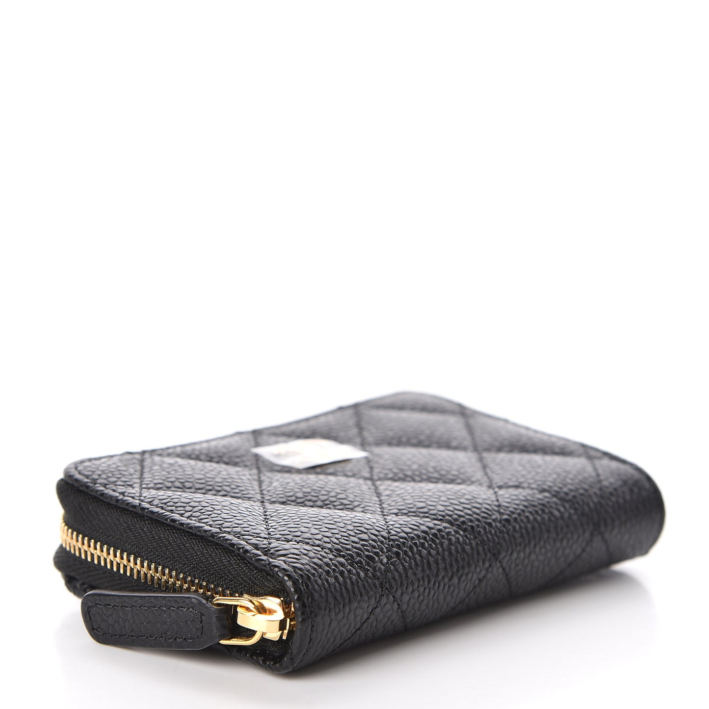 Caviar Quilted Zip Coin Purse Black