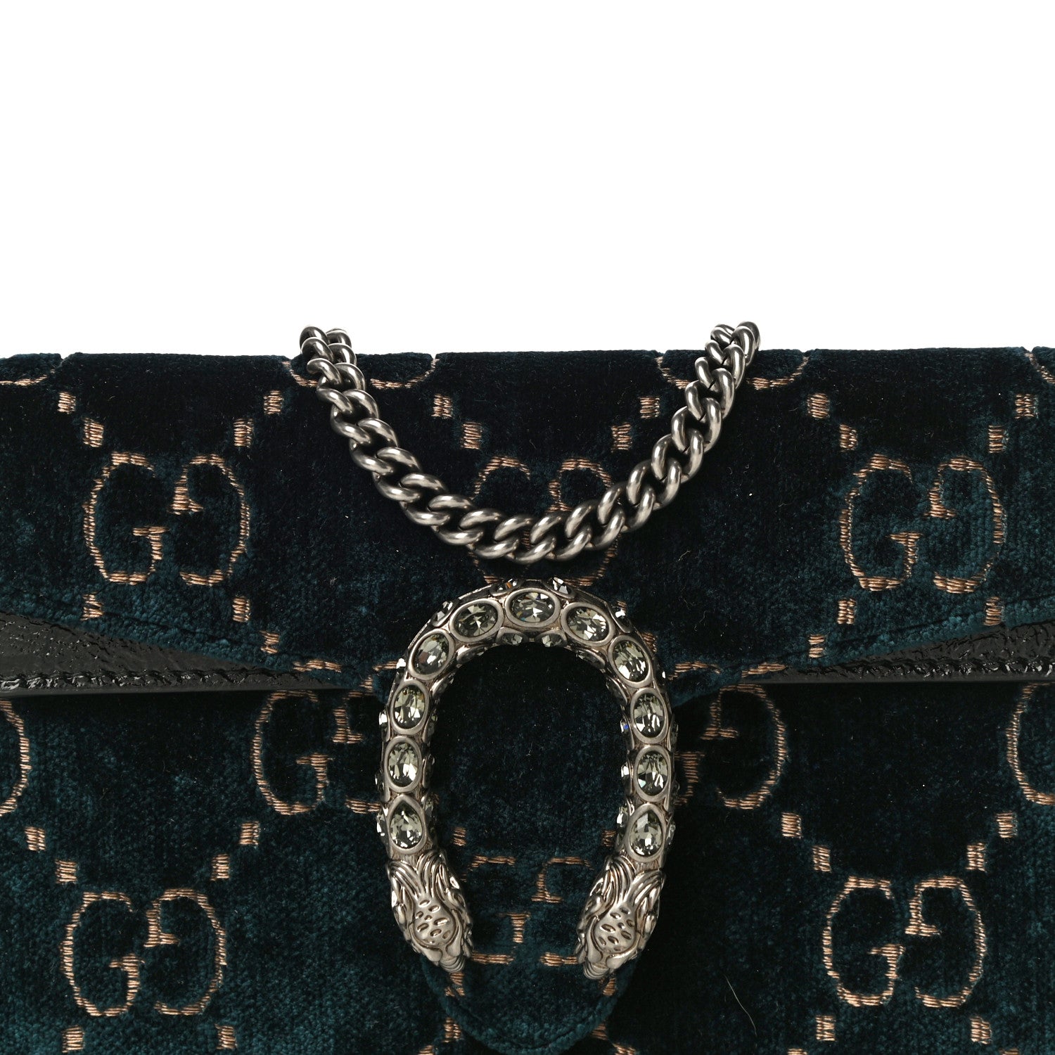 Gucci Velvet GG Monogram Super Mini Dionysus Shoulder Bag Blue Beige Black 7 of 11