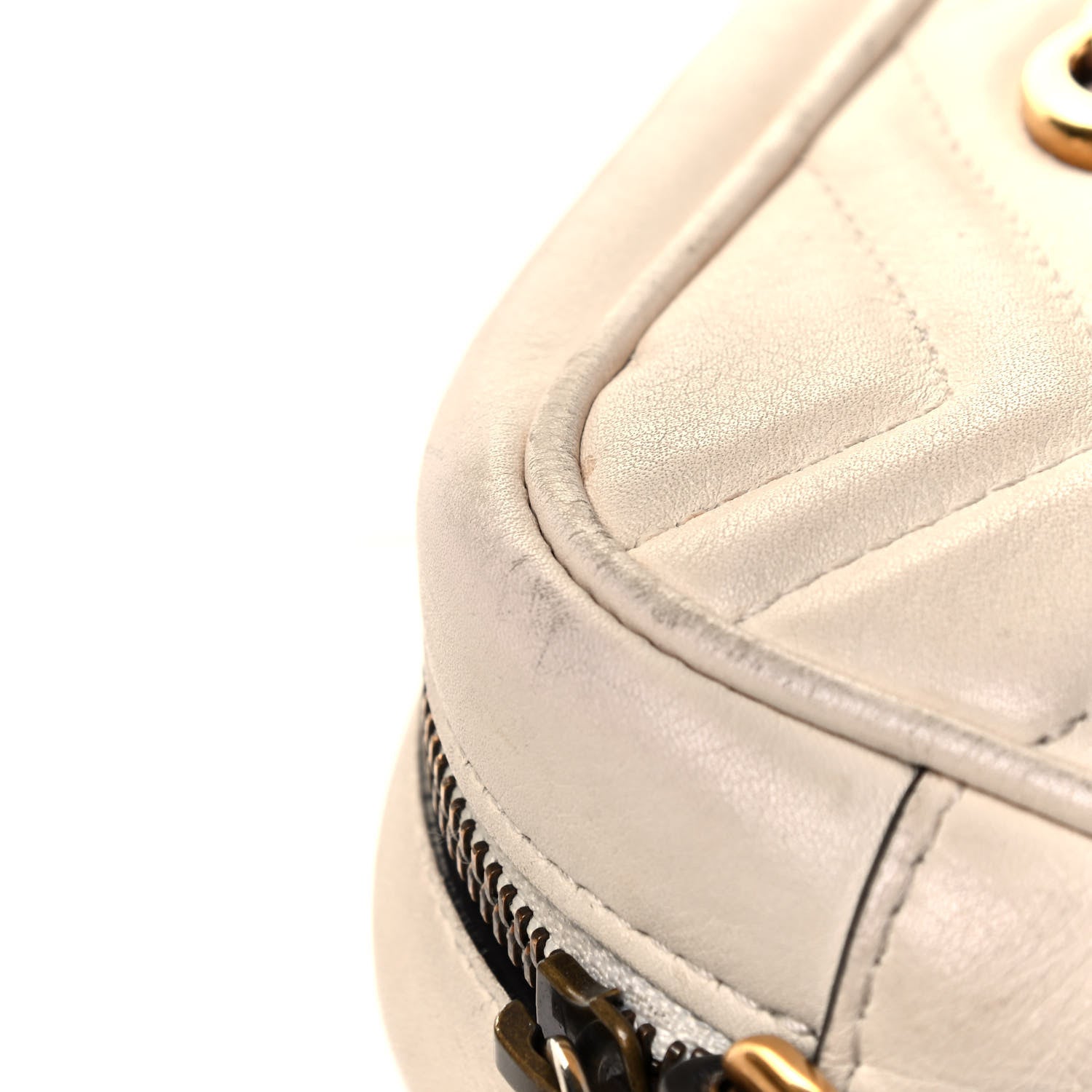 Gucci Calfskin Matelasse Mini GG Marmont Chain Shoulder Bag White 7 of 8