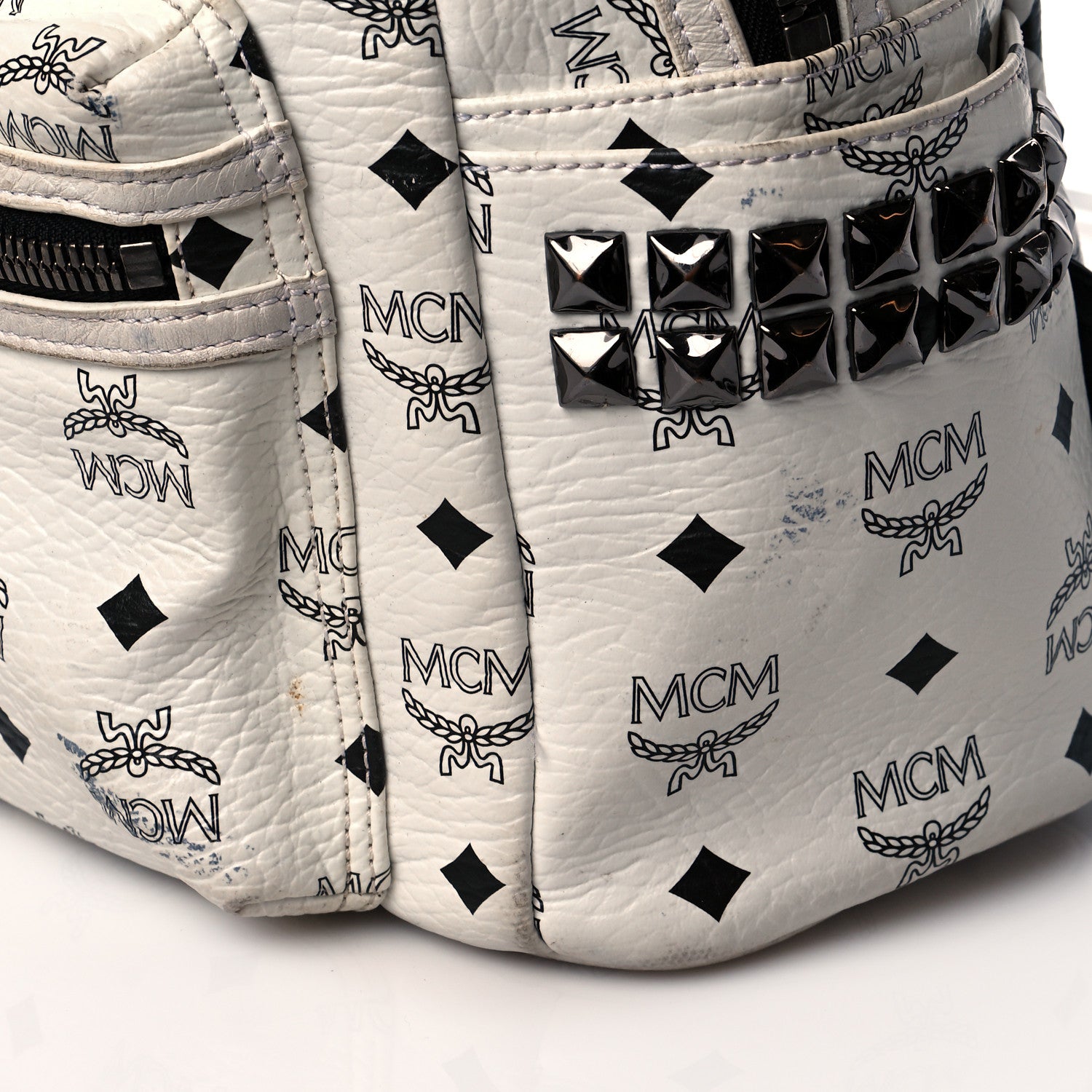 MCM Visetos Small Side Stud Stark Backpack White 14 of 18