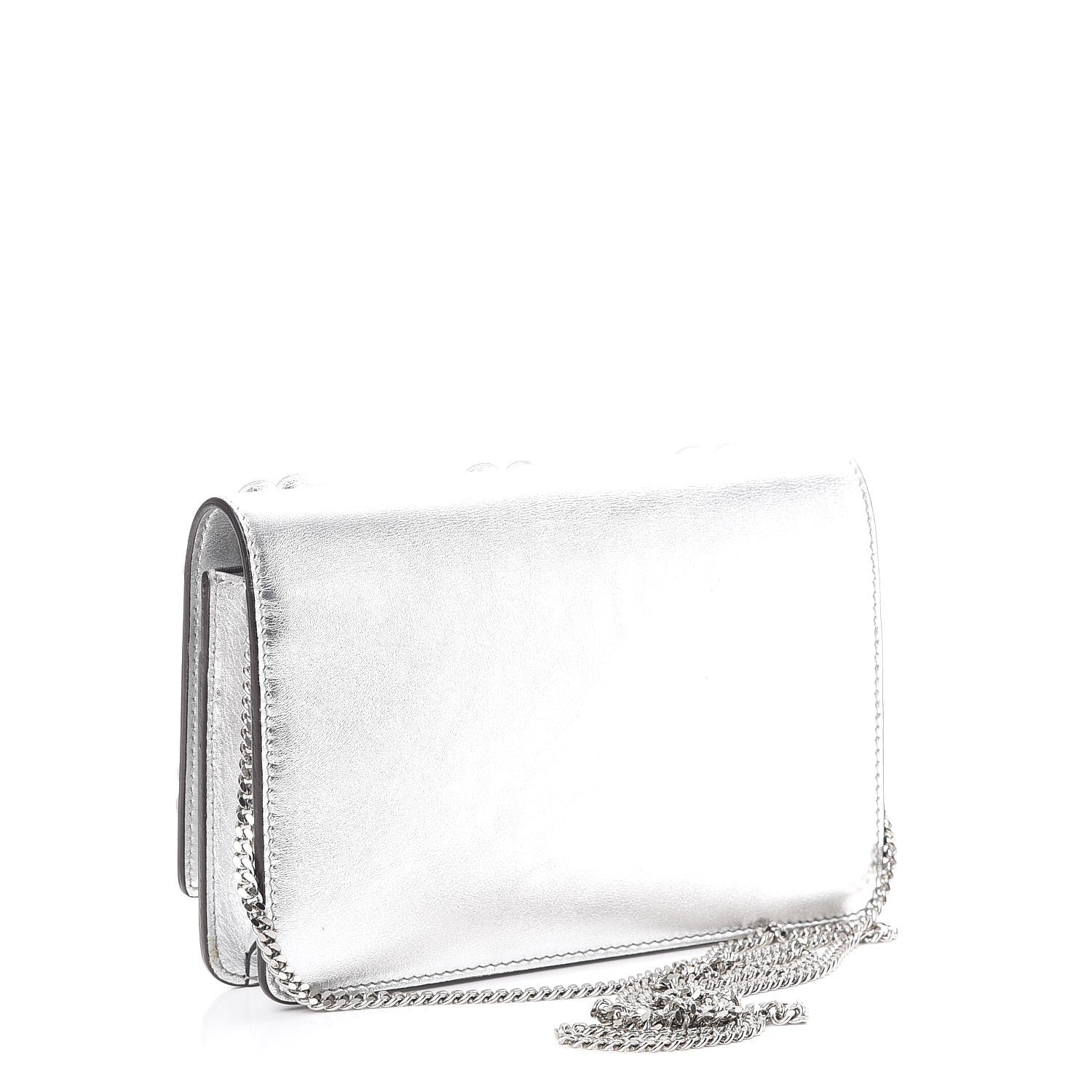 Fendi Vitello Catalan Mirror Flowerland Tube Wallet On Chain Argento 3 of 11