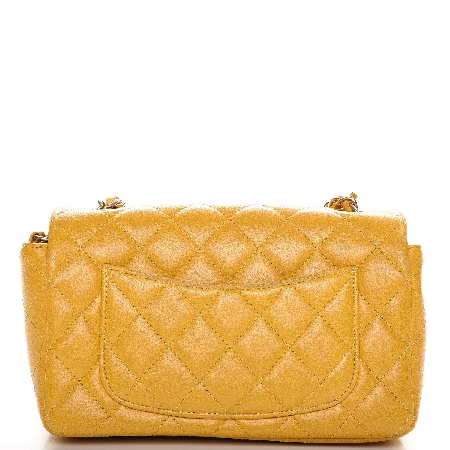 Chanel Lambskin Quilted Mini Rectangular Flap Yellow 11 of 14