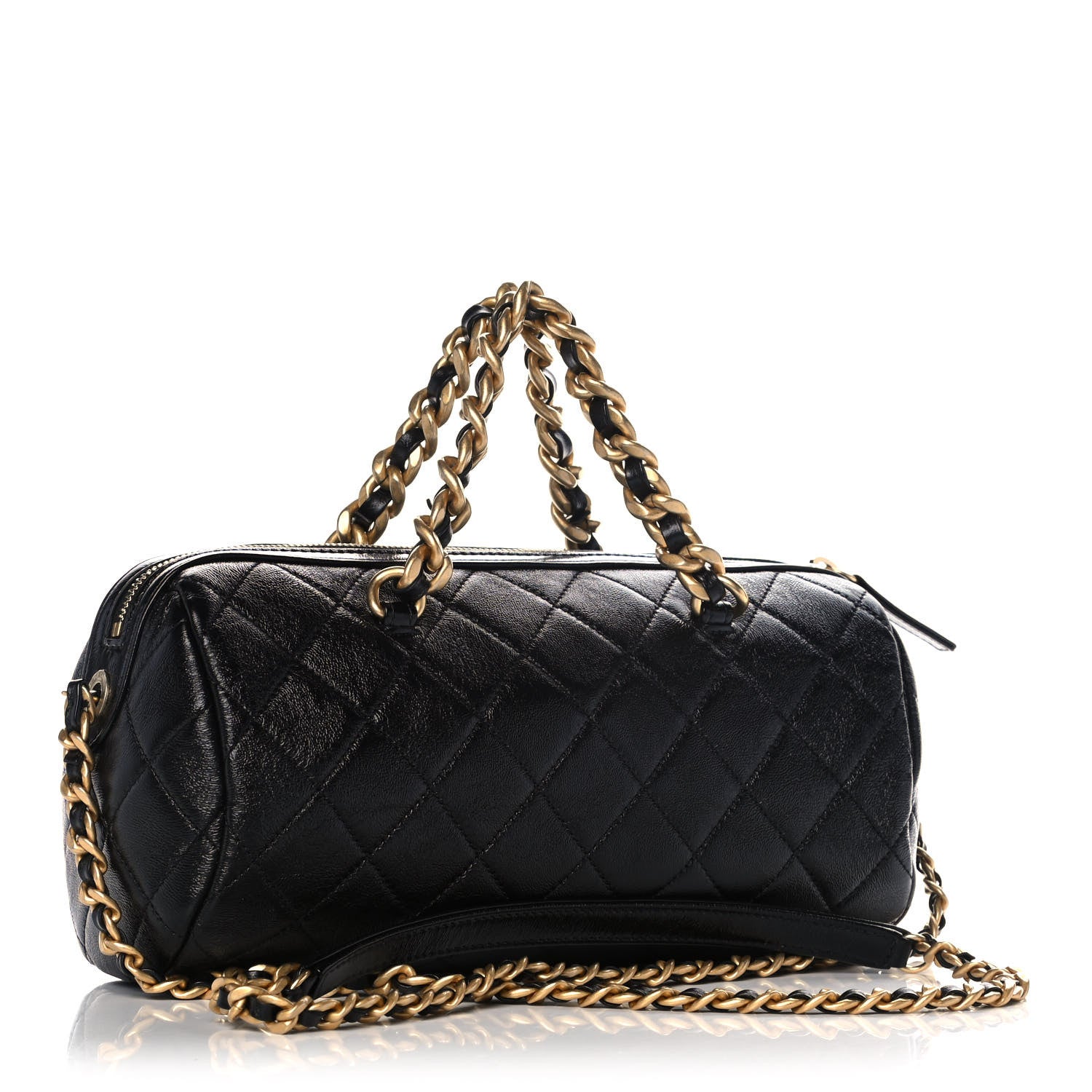 Chanel Shiny Lambskin Quilted Fashion Therapy Bowling Bag Black 3 of 12