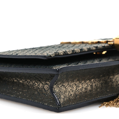 Saint Laurent Calfskin Python Embossed Classic Monogram Kate Tassel Chain Wallet Gold 9 of 10
