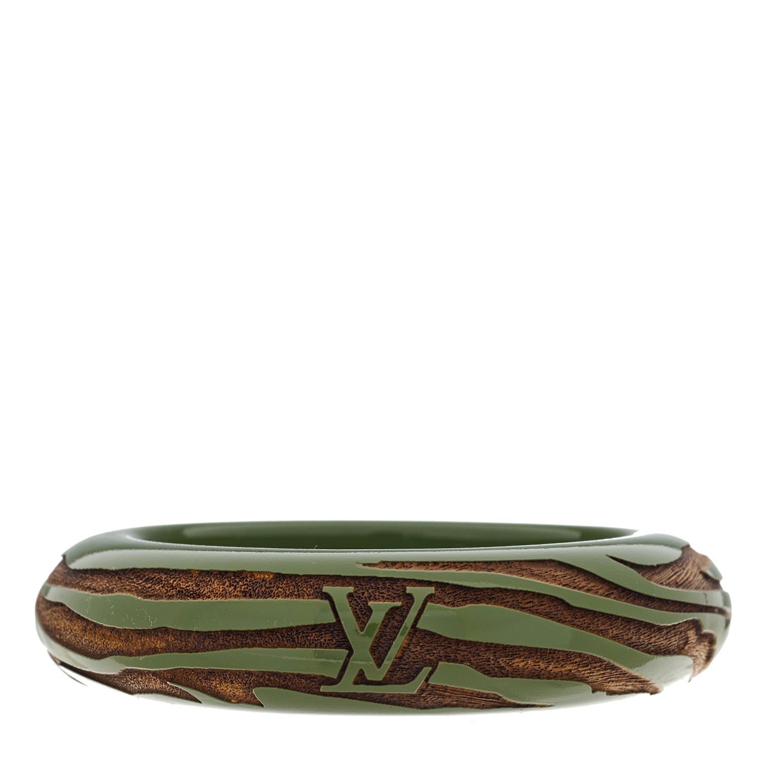 Louis Vuitton Lacquer Wood Leomonogram Bangle Bracelet Green 1 of 4