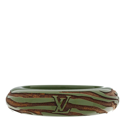 Louis Vuitton Lacquer Wood Leomonogram Bangle Bracelet Green 1 of 4