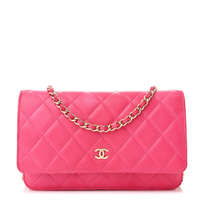 Chanel Lambskin Quilted Wallet On Chain WOC Fuchsia 1 of 17